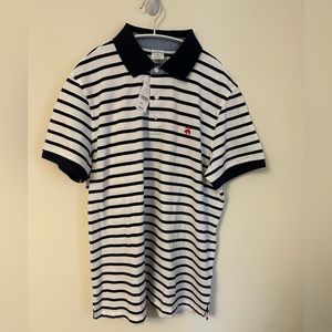 NWT Brooks Brothers 100% cotton navy and white striped polo shirt, mens XL